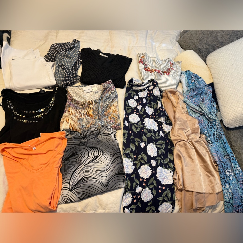 Woman’s size L / XL BUNDLE Black, Blue, and Multicolor Tops